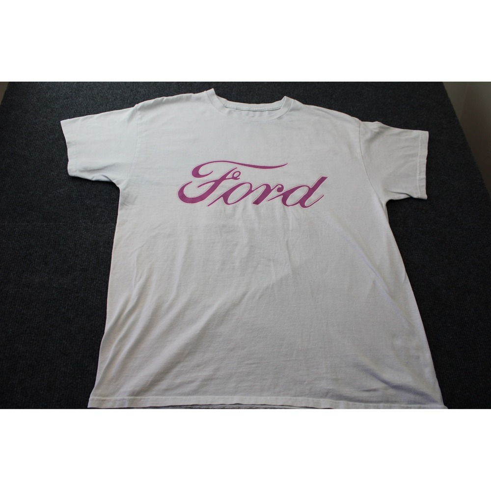 Ford Motor Company Graphic T-Shirt Grey Purple Logo 03 Back Print Mens Large L